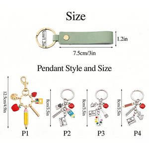 Custom Name Leather Keychain - Personalized Teacher Keychain, Back to School Gift