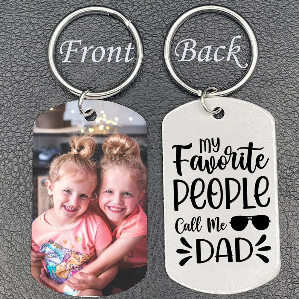 Personalized Photo Keychain Gift For Dad-My Favorite People Call Me Dad-Custom Keychain with Picture-Special Gift For Father-Gift From Kids