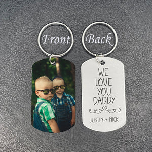 Personalized Photo Keychain Gift For Dad-We Love You Daddy-Custom Keychain with Picture-Special Gift For Father-Gift From Kids-Father's Day Gift