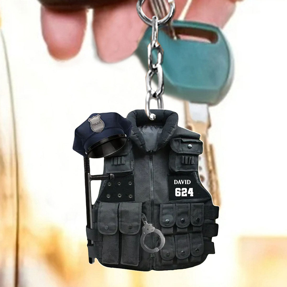 Police Bulletproof Vest Personalized Shaped Keychain