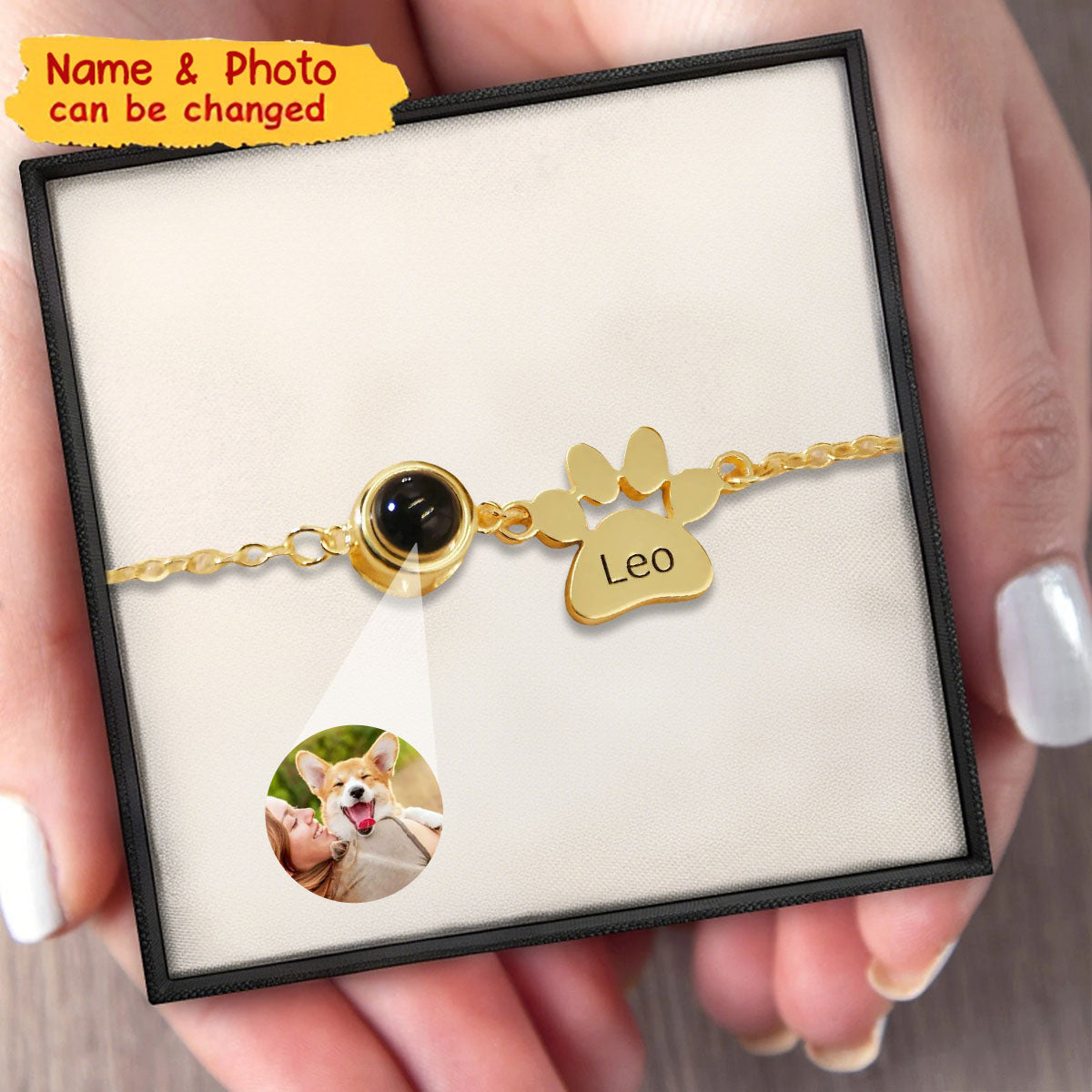 Pet Name Bracelet With Photo - Personalized Dog&Cat Picture Projection Bracelet