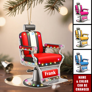 Personalized Hair Stylist Ornament, Christmas Barber Chair Ornament With Name