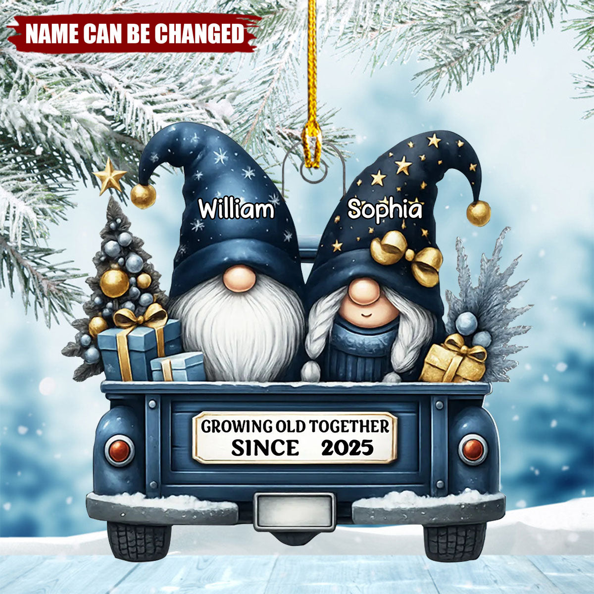 Dwarf Couple Growing Old Together Personalized Acrylic Christmas Ornament