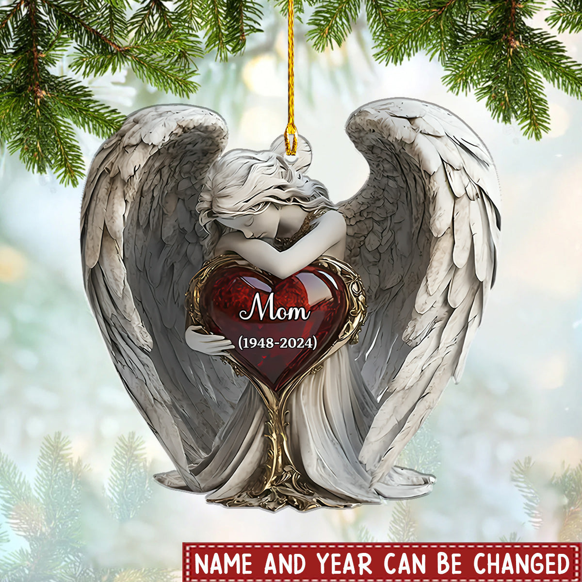 On Angels Wings - Personalized Memorial Ornament