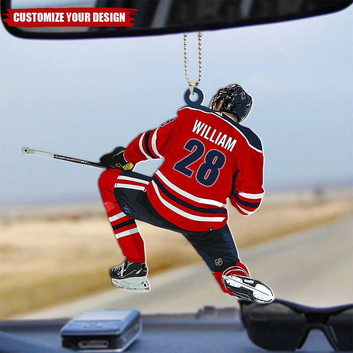 Personalized Hockey Player Car Ornament 2024, Hockey Players Keepsake