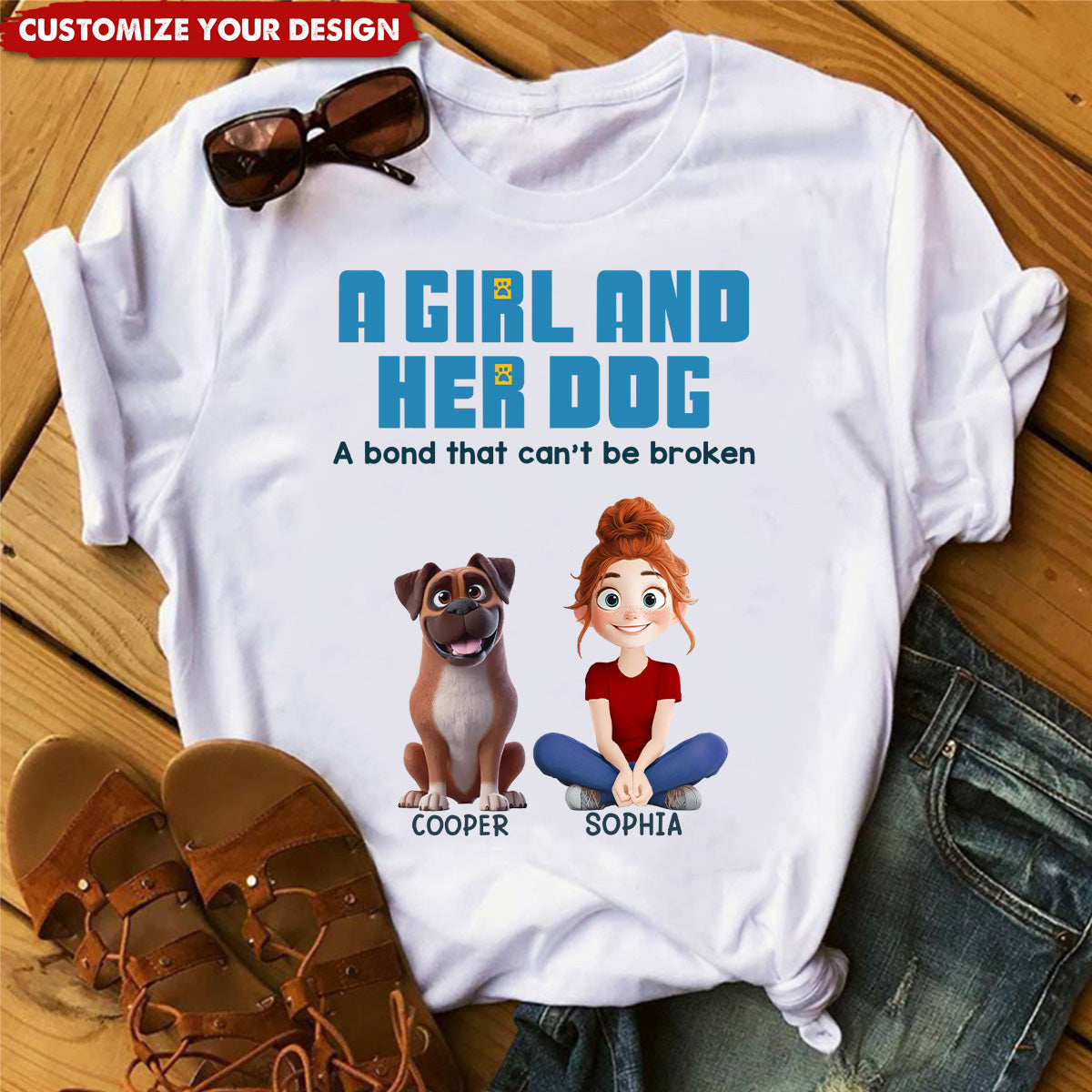 The Bond Between A Girl And Her Dogs Is Life’s Greatest Gift - Personalized T-Shirt, Gift For Pet Owners, Pet Lovers
