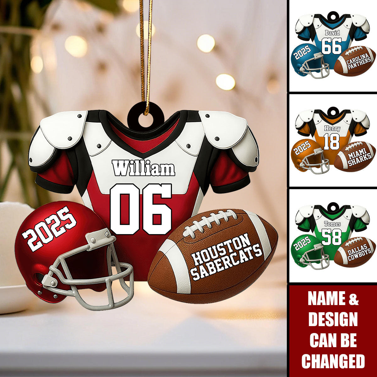 American Football Christmas - Personalized Custom Shaped Acrylic Ornament