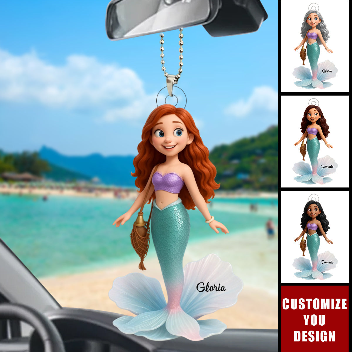 Pretty Cartoon Mermaid Personalized Acrylic Ornament, Gift For Her, Gift For Besties
