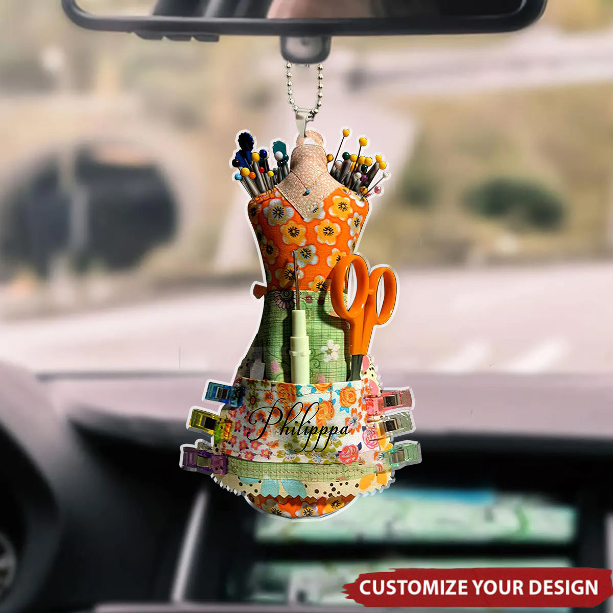 I Love To Sew - Personalized Acrylic Car Ornament