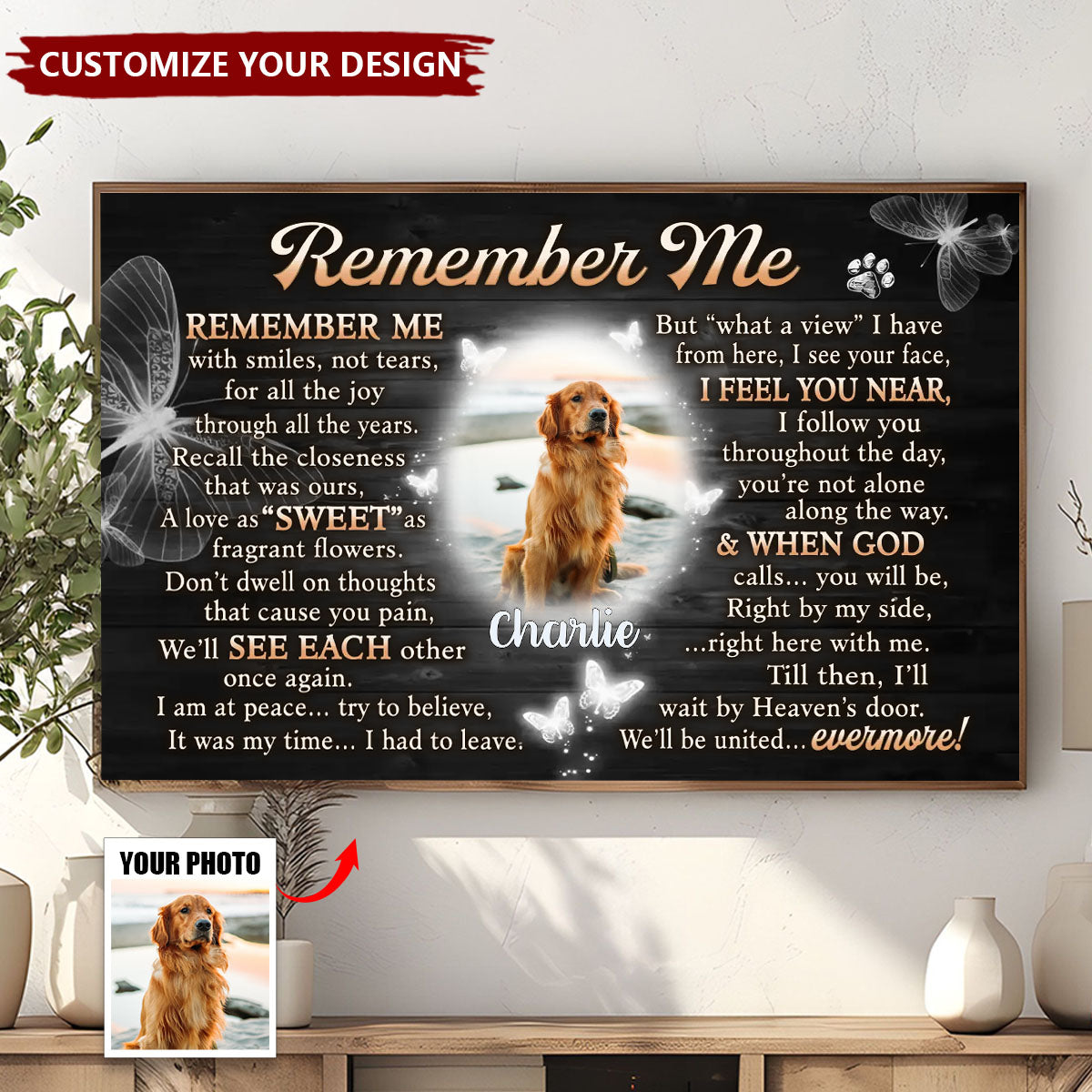 Custom Photo You Will Be Right By My Side - Memorial Personalized Horizontal Poster