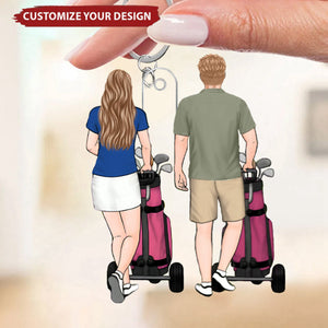 Golf Partners for Life - Personalized Couples Keychain - Gift for Golfer