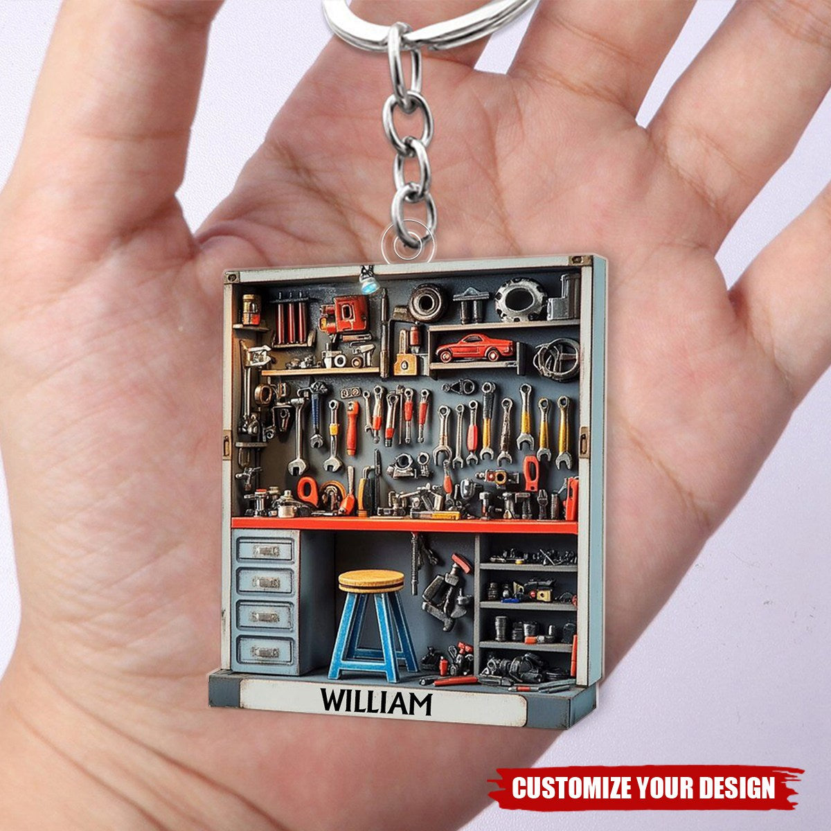 Mechanic Tool Box Keychain - Tools Garage Keychain - Personalized Acrylic Keychain