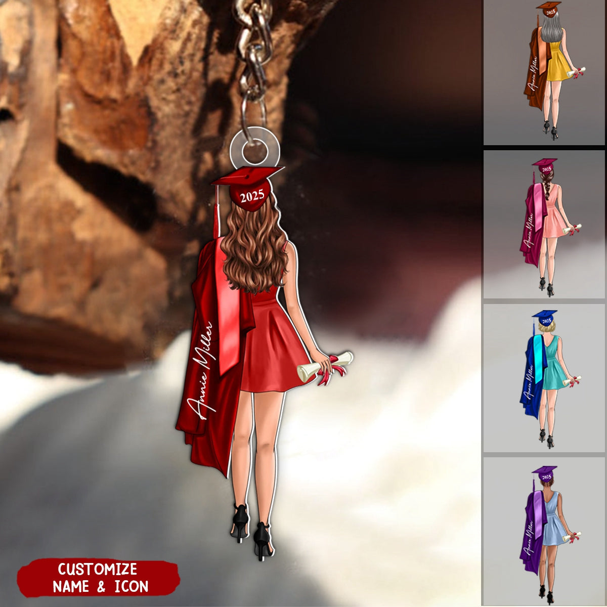 Class Of 2025 Senior Back View Graduation Personalized Acrylic Keychain