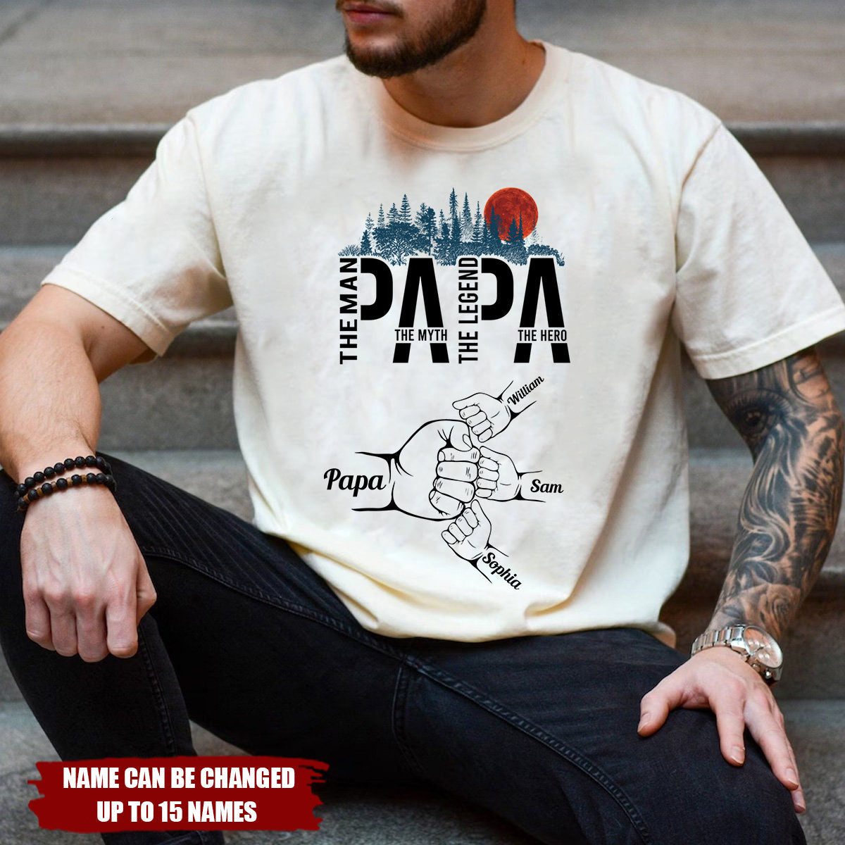 Papa The Man The Myth The Legend The Hero - Personalized Shirt