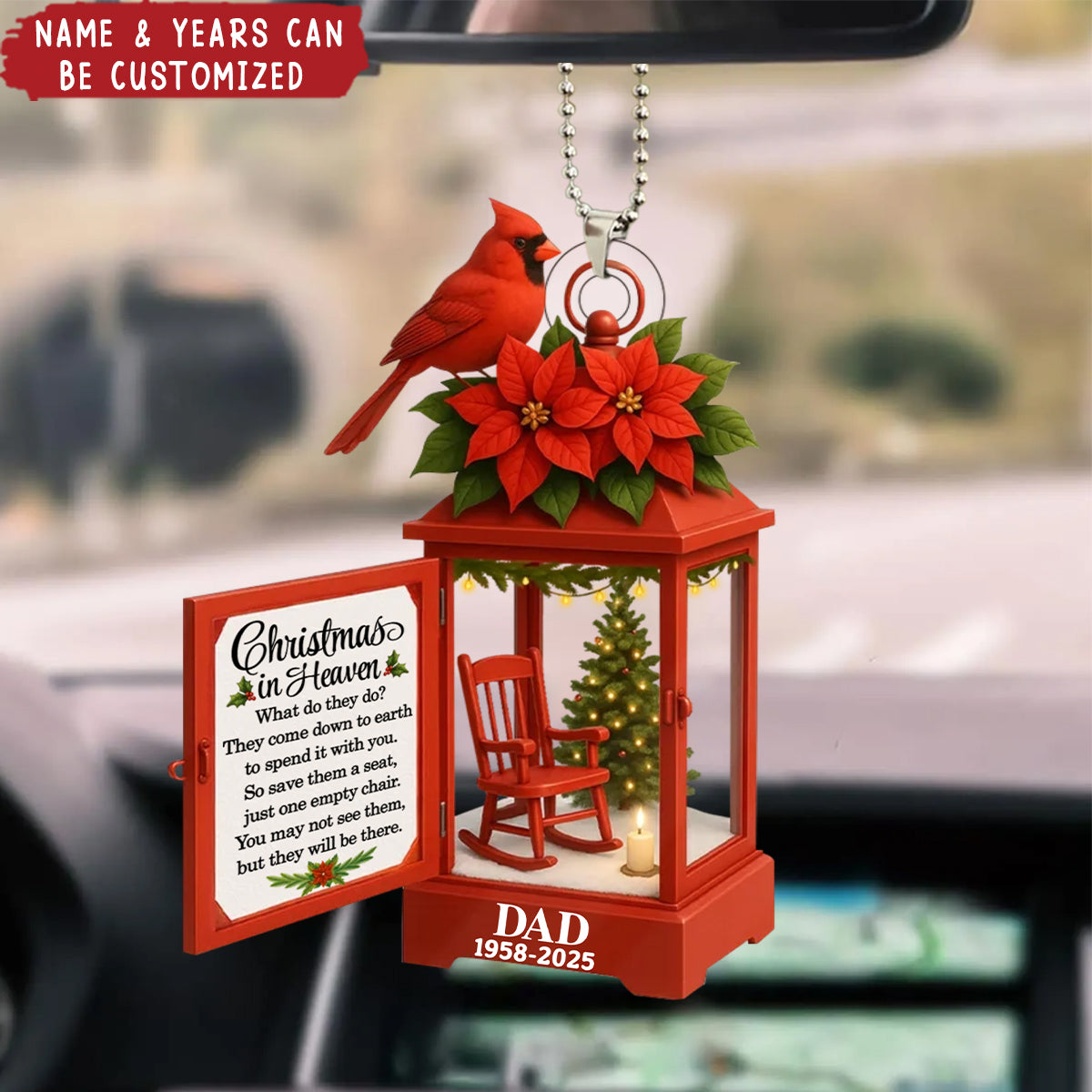 Christmas In Heaven - Personalized Lantern Memorial Car Ornament