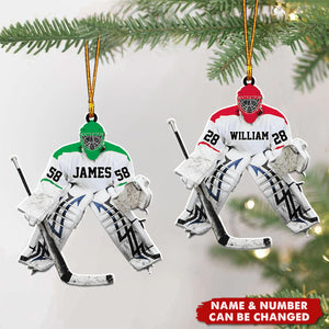 Custom Ice Hockey Acrylic Ornament, Personalized Christmas Tree Decor