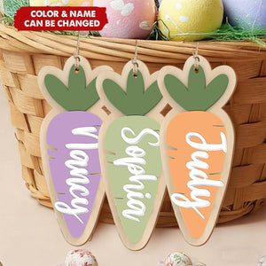Custom Kids Bunny Name Tag - Personalized Carrot Easter Basket Tag Ornament