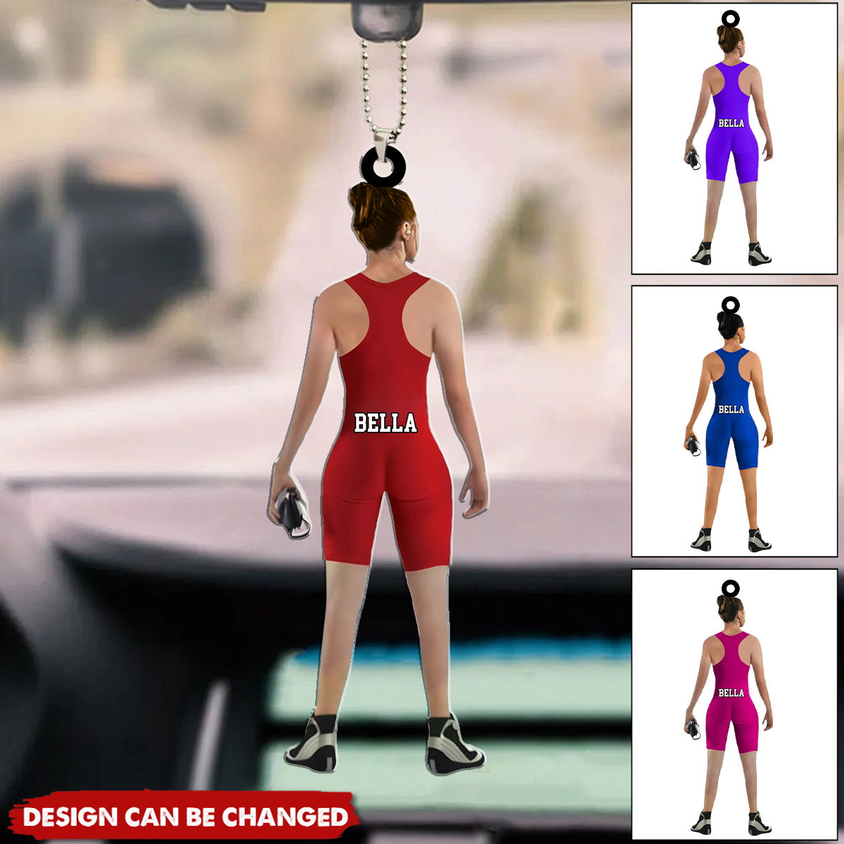 Custom Wrestling Player Car Ornament, Female Wrestler Ornament