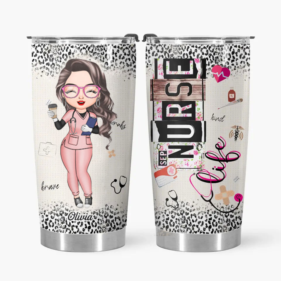 Personalized Tumbler - Gift For Nurse - Nurse Scrubs Angel