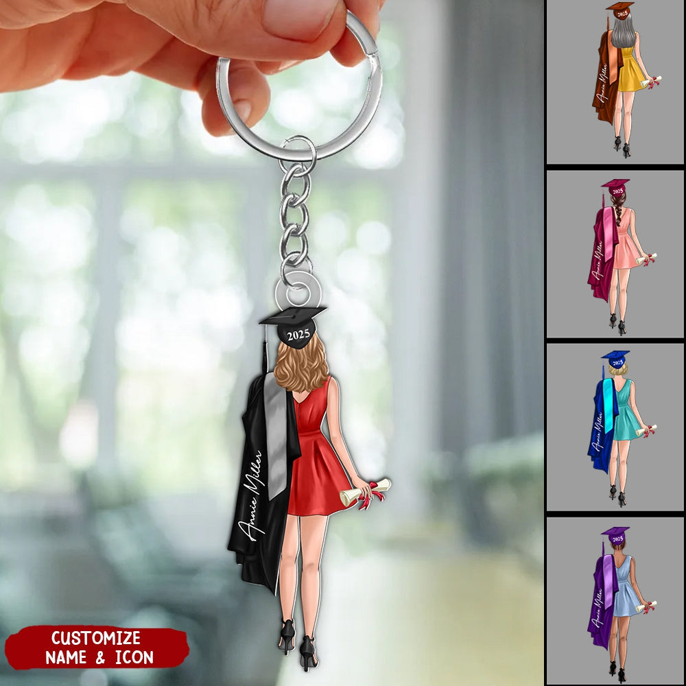 Class Of 2025 Senior Back View Graduation Personalized Acrylic Keychain