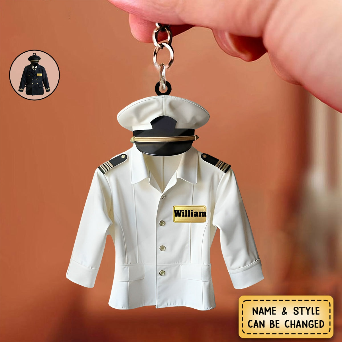 Personalized Pilot Uniform Keychain - Gift For Pilot