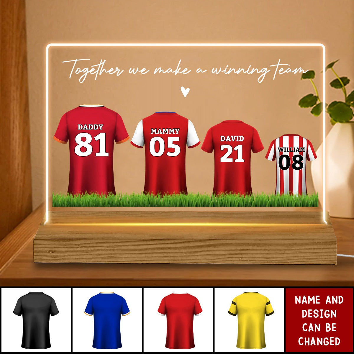 Daddy's Team Soccer Shirt Personalized Acrylic LED Night Light