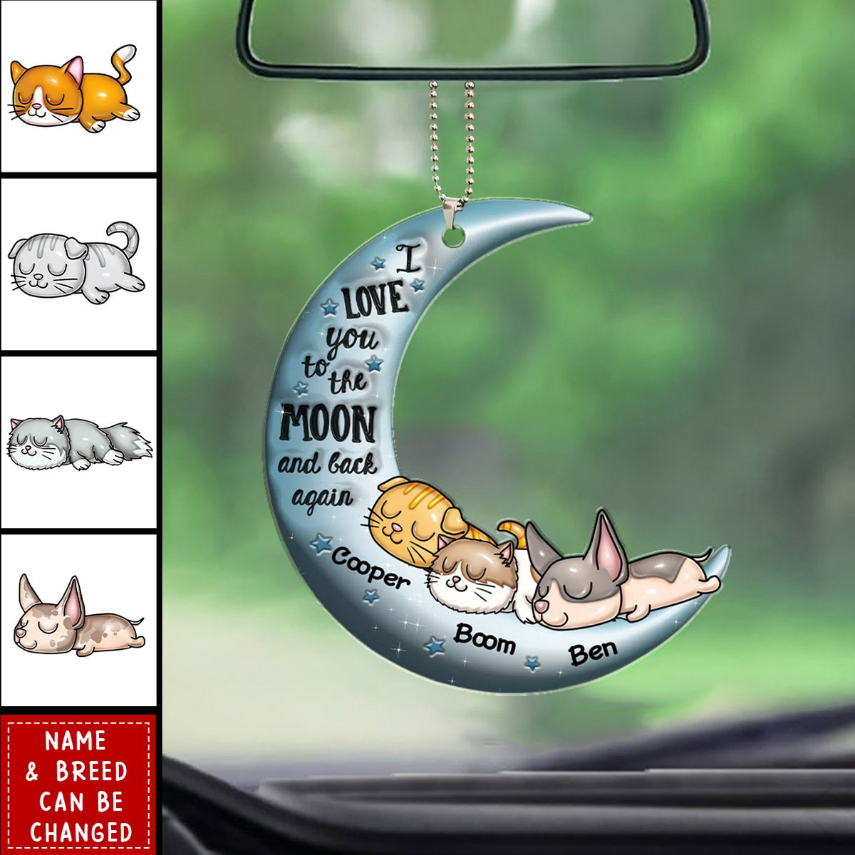 Cute Sleeping Cat Personalized Acrylic Ornament, Gift For Cat Lovers