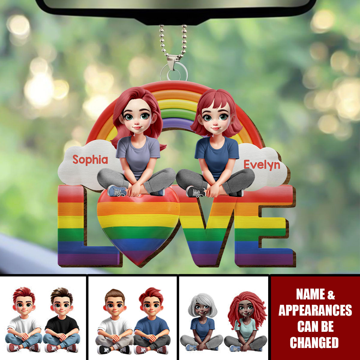 I Love You - Personalized LGBT Support Car Ornament
