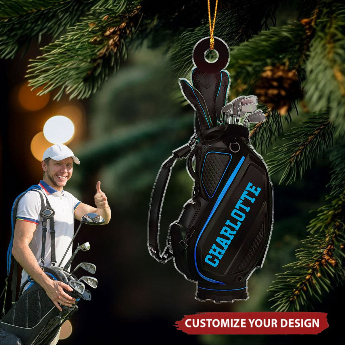 Golf Bag - Personalized Acrylic Christmas Ornament, Gift For Golf Lover