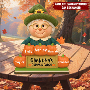 Grandma's Pumpkin Patch Scarecrow - Personalized Standing Wooden Plaque