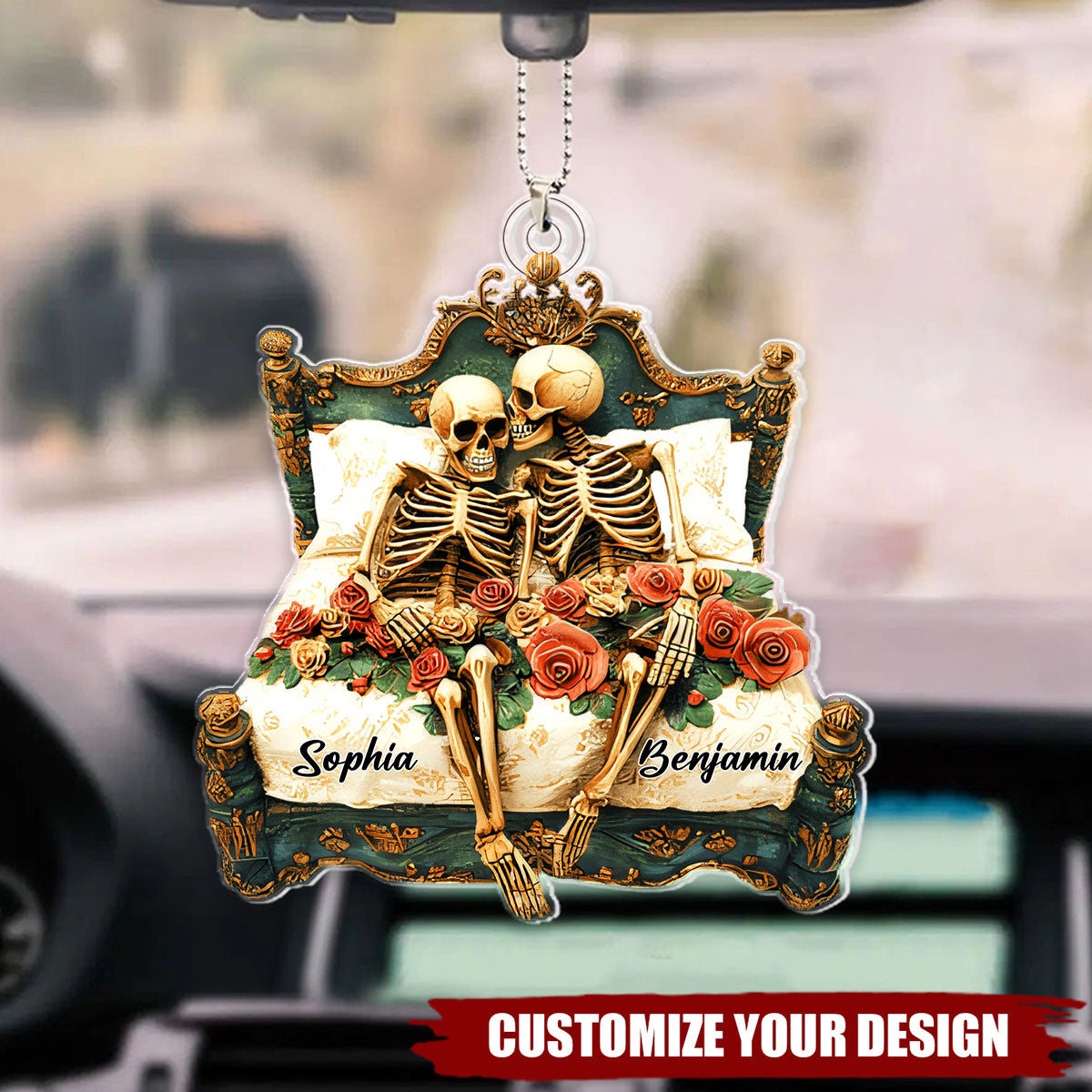 Funny Skull Couple - Personalized Acrylic Car Ornament