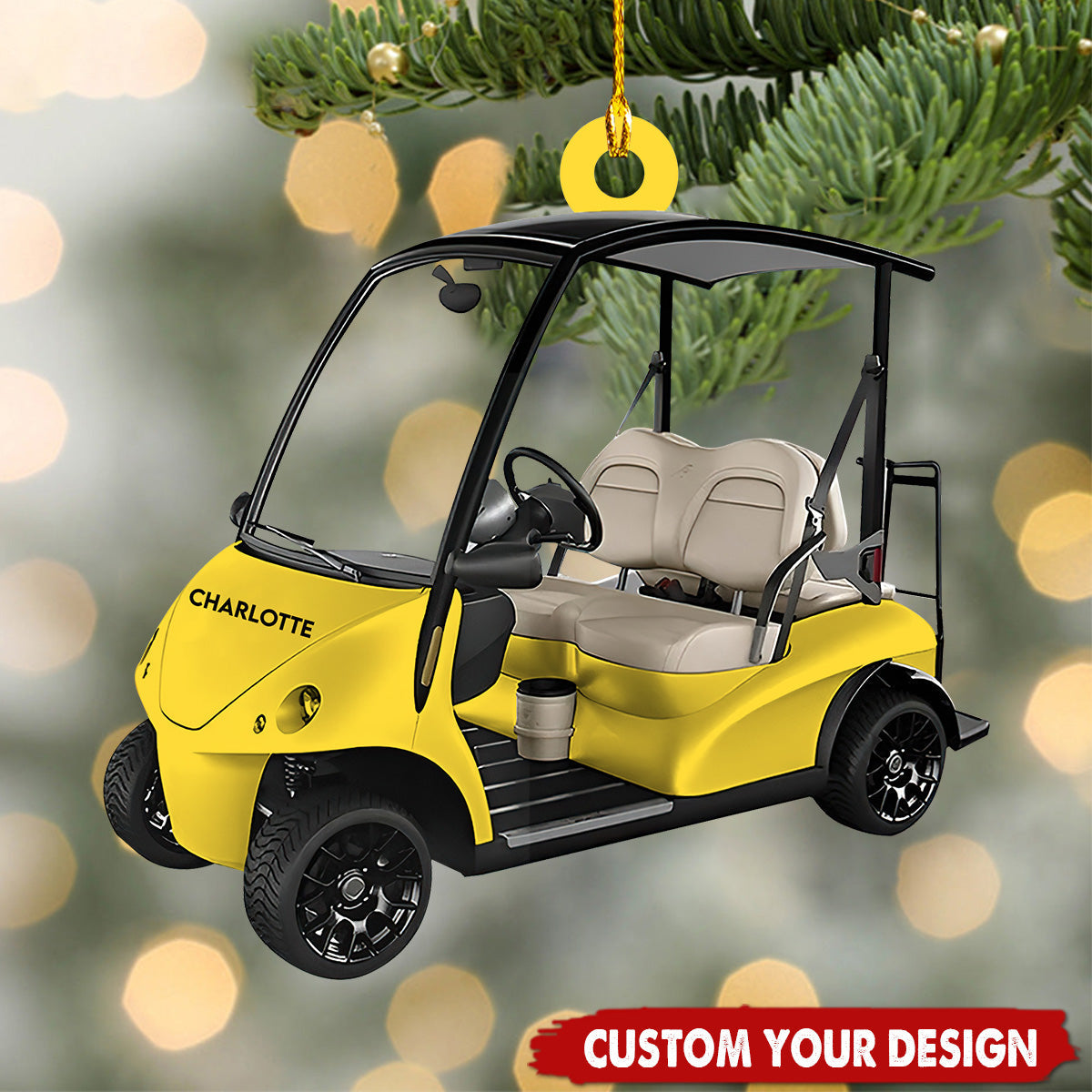 Custom Golf Buggy - Personalized Acrylic Ornament, Christmas Gift For Golf Lover