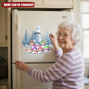 Christmas Blue Vibe Snowman Grandma Mom Colorful Kids - Personalized Christmas Decal