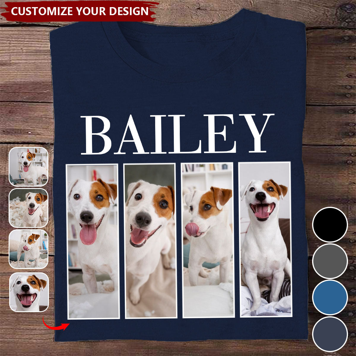 Custom Photo And Name Dog Cat Pets Family - Personalized T-Shirt