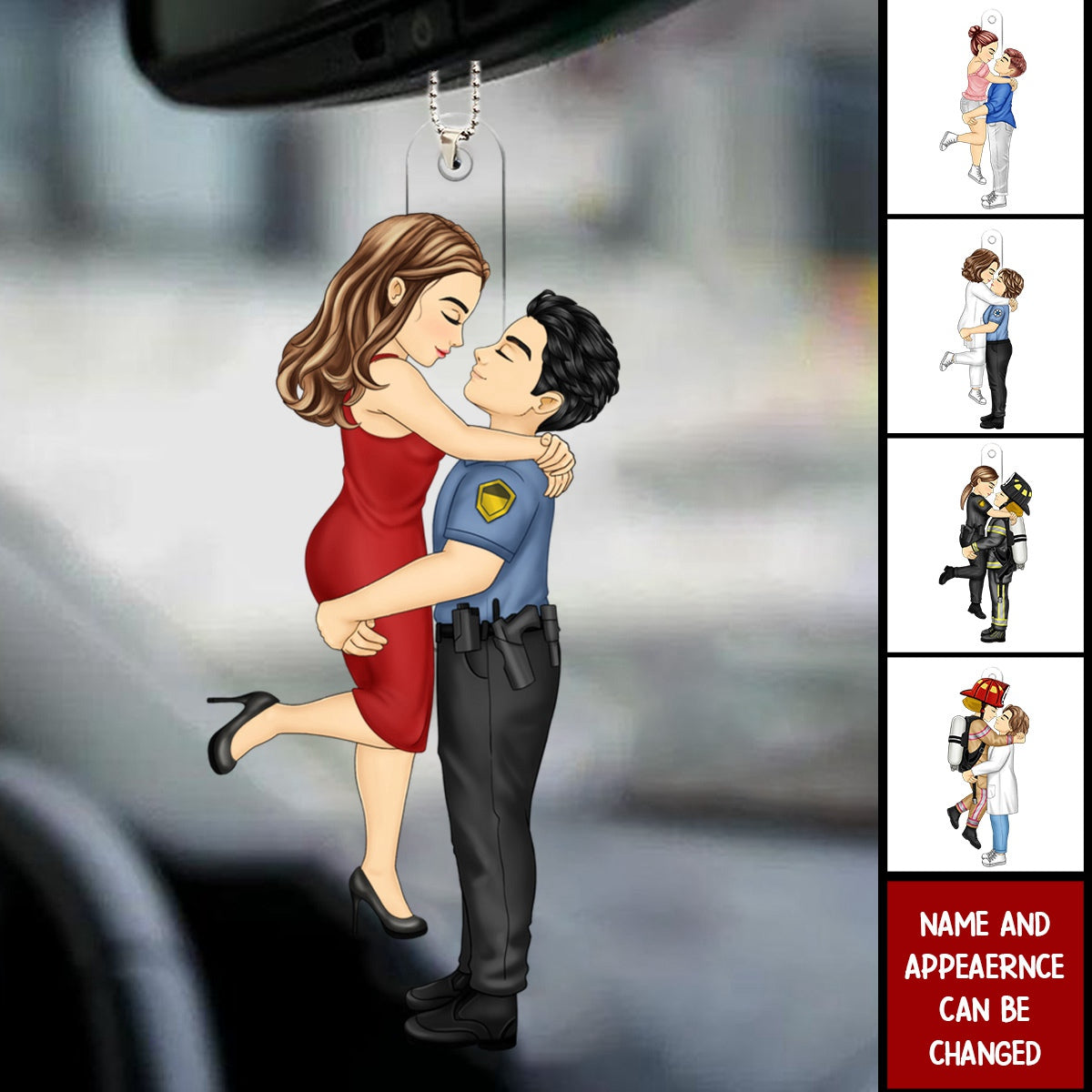 Kissing Couple - Loving, Anniversary Gift For Spouse, Husband, Wife - Personalized Acrylic Car Ornament