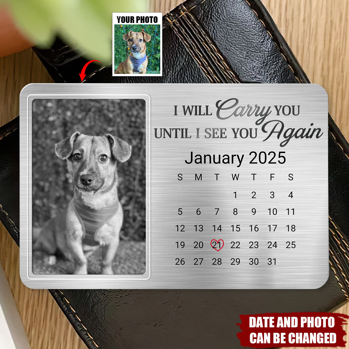 Custom Photo Always In My Heart, Forever My Friend - Memorial Personalized Stainless Steel Wallet Card - Gift For Pet Lovers