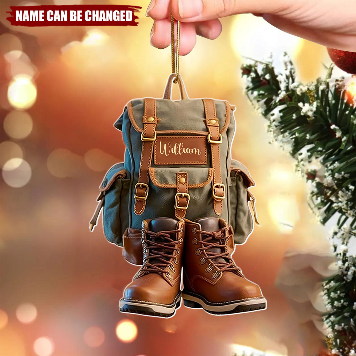 Personalized Hiking Acrylic Ornament, Custom Hiking Lovers Christmas Decoration