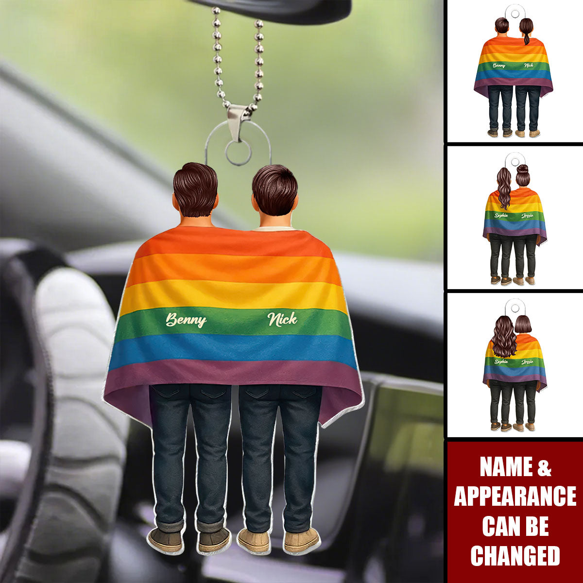 Pride Month LGBT Couple Love Wins Personalized Acrylic Car Ornament