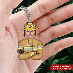 Proud Firefighter Personalized Acrylic Keychain