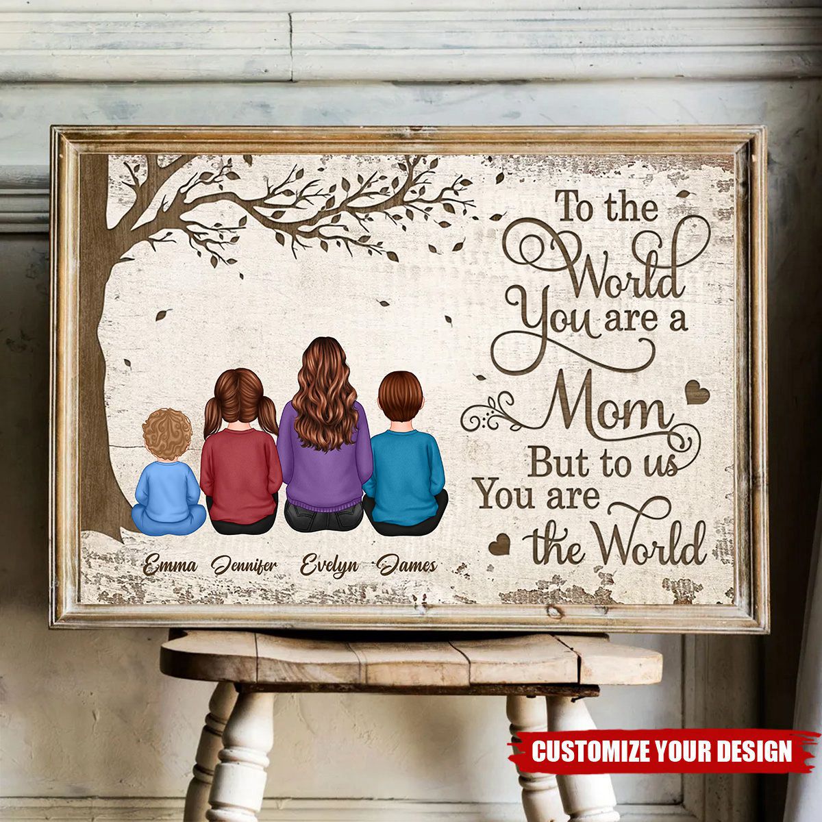 To Us You Are The World Mom And Kids Dogs Cats Personalized Poster