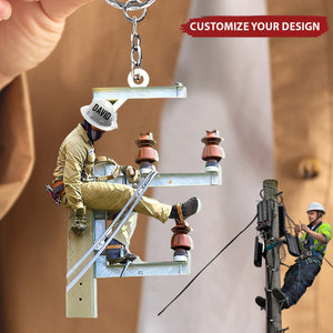 Personalized Lineman Acrylic Keychain - Custom Gift For Lineman