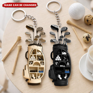 Personalized Golf & Hockey Bag Acrylic Keychain - Custom Name Sports Accessory Gift for Sports Fans