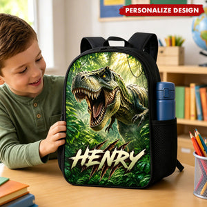 Jurassic Dino Custom Name Backpack - 6 Patterns Personalized Dinosaur School Bookbag