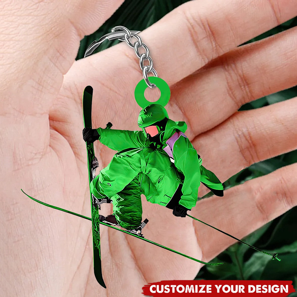 Personalized Skiing Acrylic Keychain - Snowboard Keychain