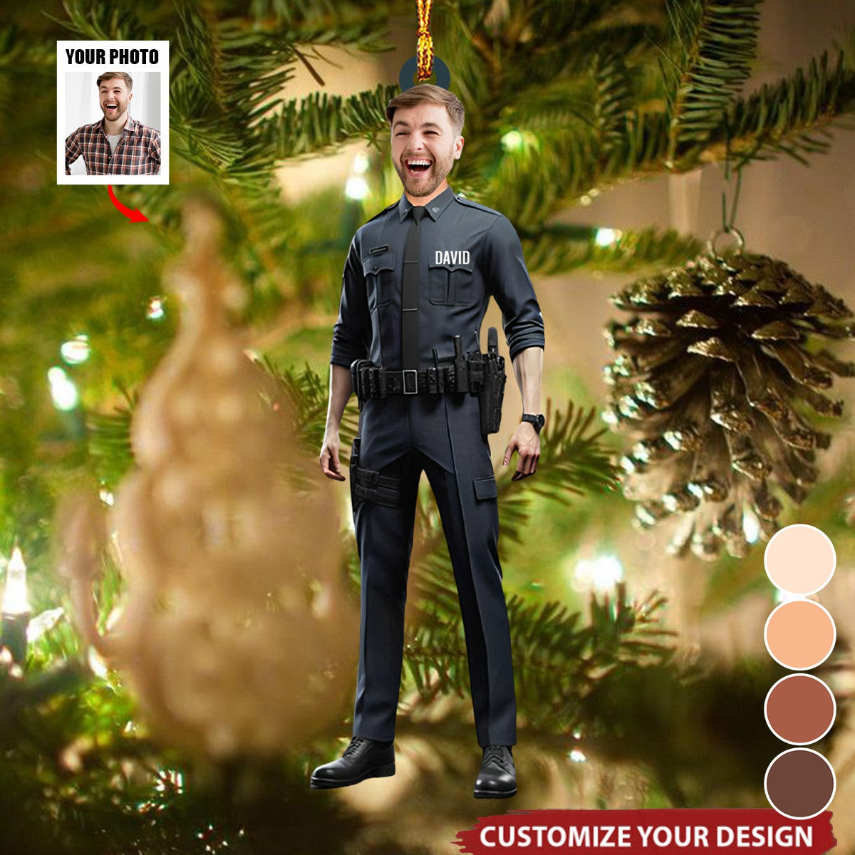 Customize Police Photo Ornament - Police Ornament, Gift For Police