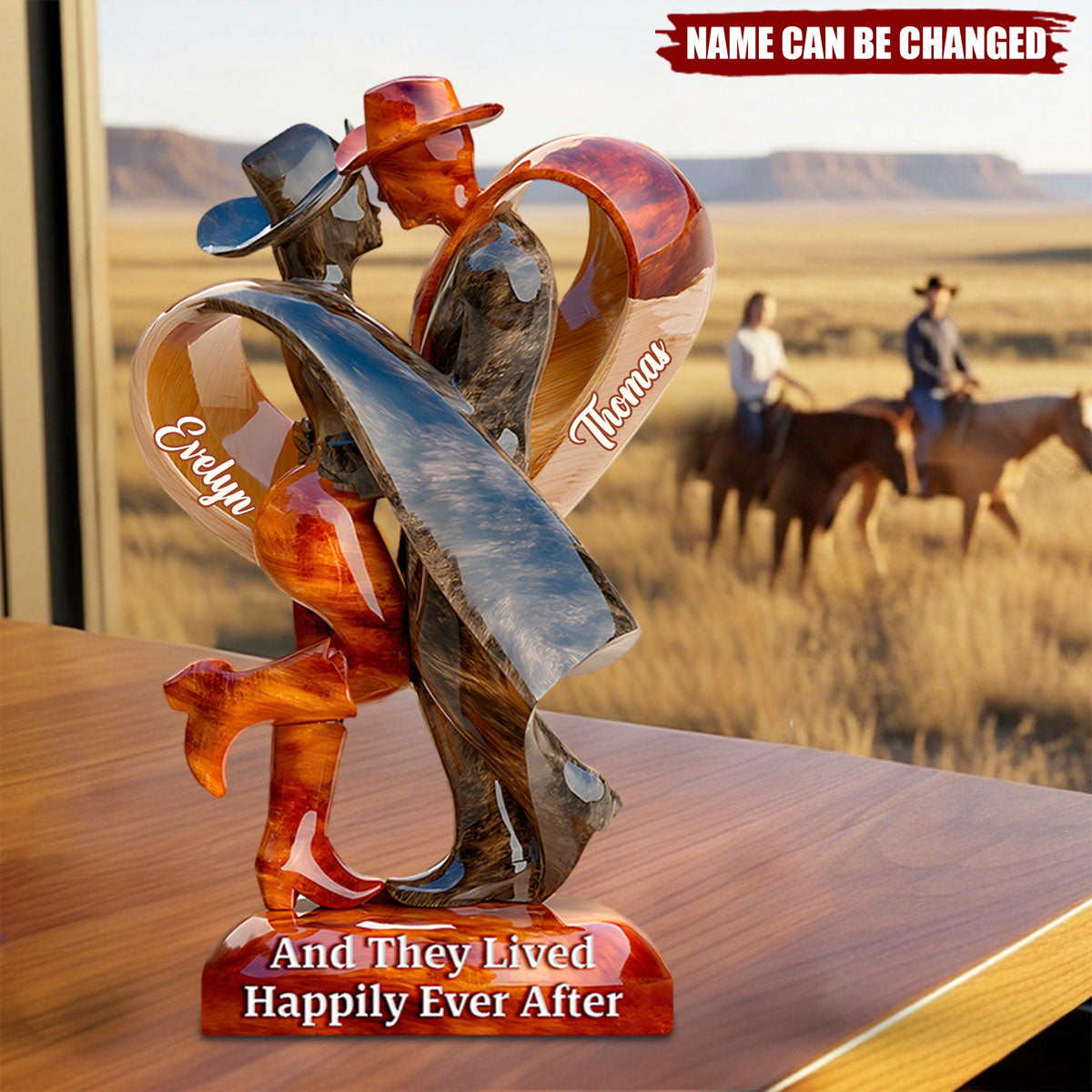 And They Lived Happily Ever After - Personalized Cowgirl Acrylic Plaque