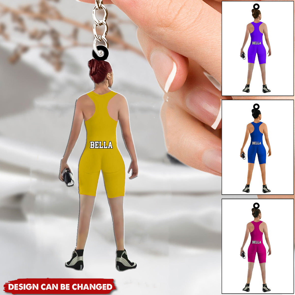 Custom Wrestling Player Keychain, Female Wrestler Keychain