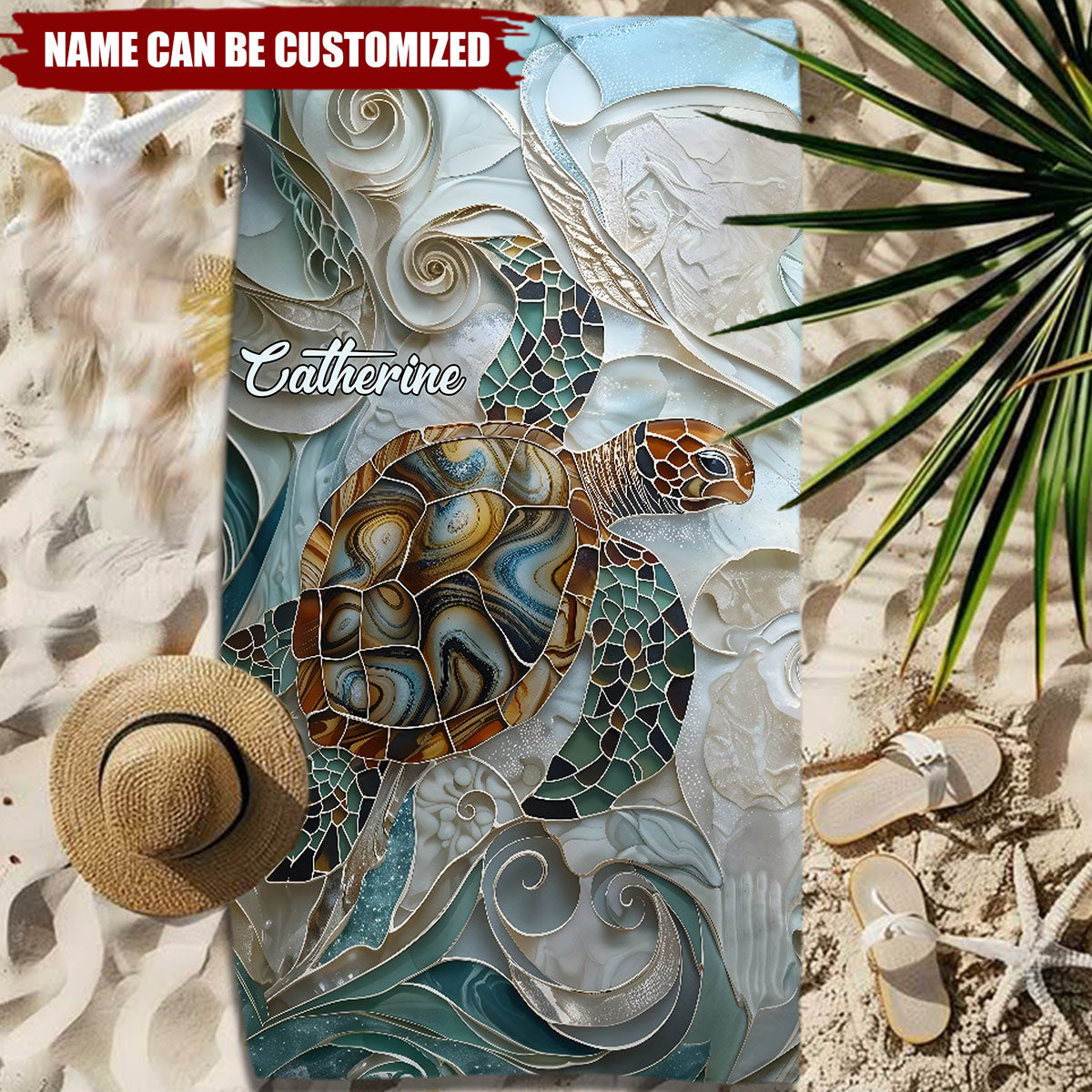 Sea Turtle - Personalized Turtle Quick-dry Beach Towel