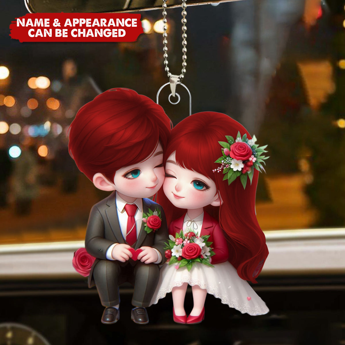 Newlywed Couple - Personalized Acrylic Car Ornament - Valentine's Day Gift