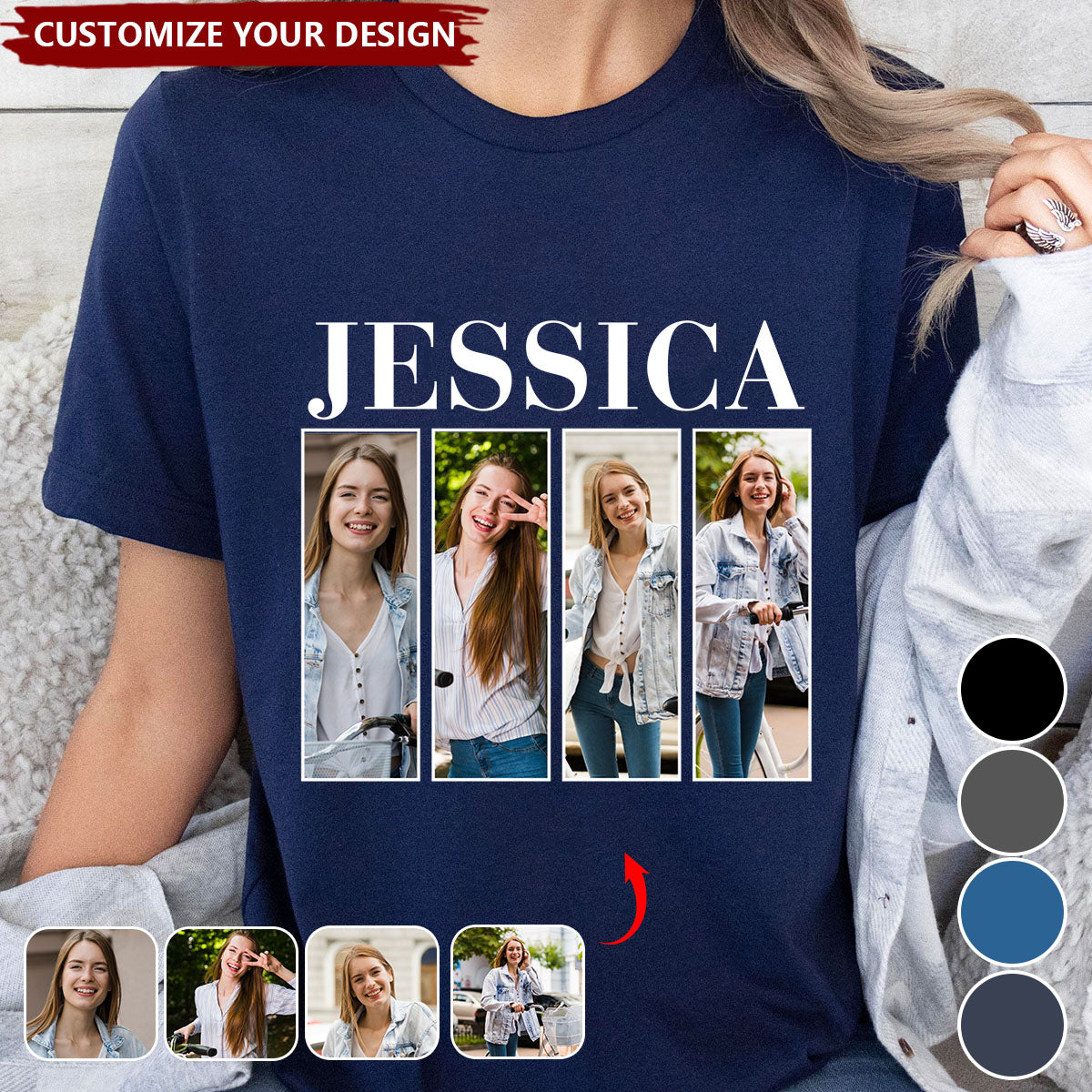 Custom Photo And Name Dog Cat Pets Family - Personalized T-Shirt
